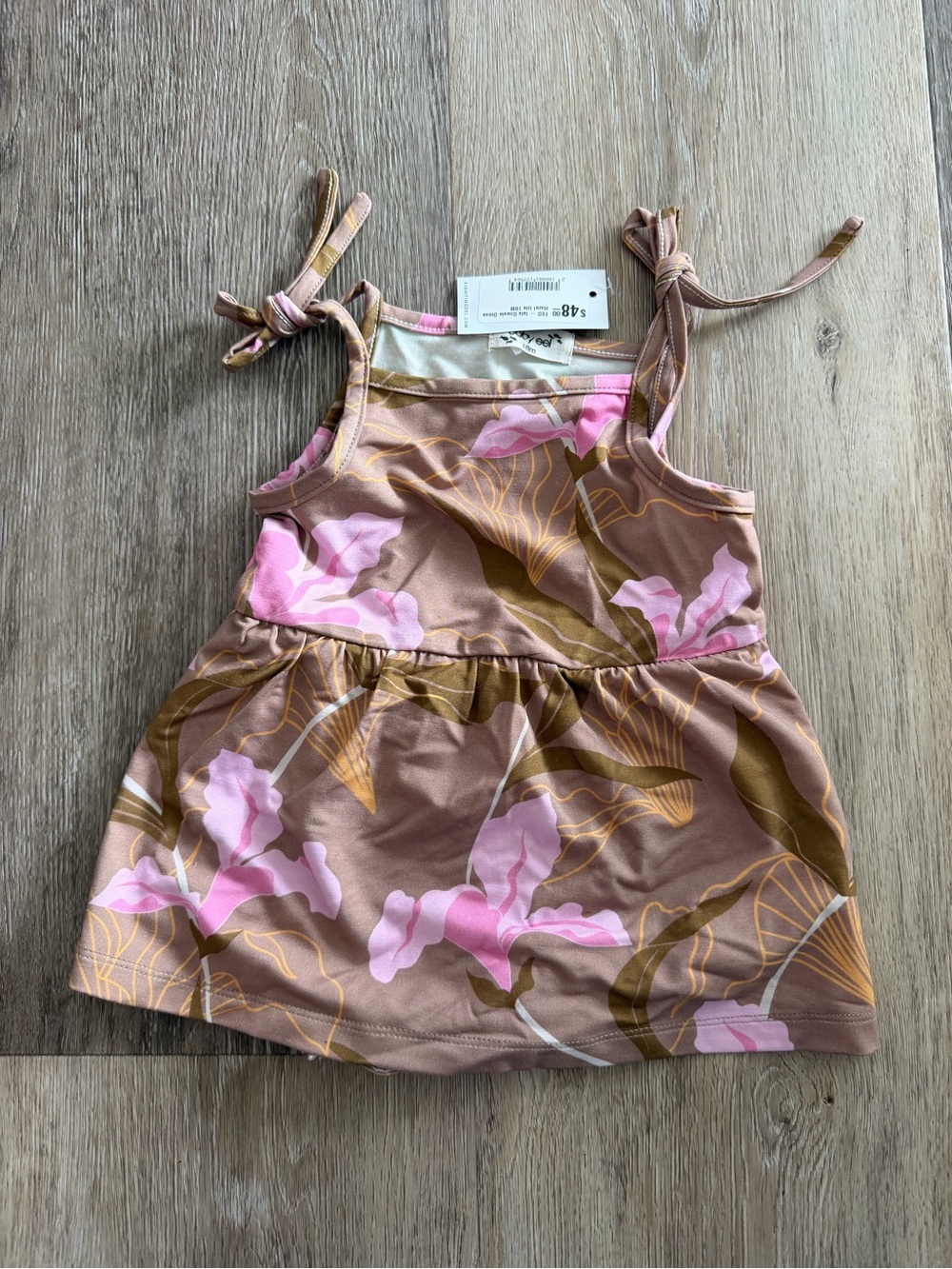 Fighting Eel Floral Tie-Shoulder Onesie Dress - Pink & Brown